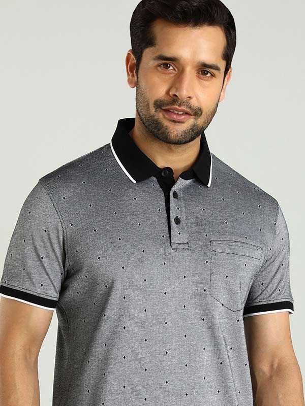 Indian Terrain Men's Half Sleeve Regular Fit Black Polo T-Shirt
